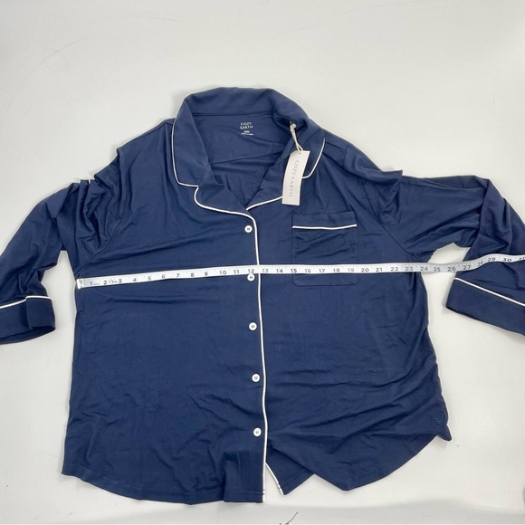 NWT COZY EARTH Navy Long Sleeve Bamboo Pajama Top Button Down Sleep Shirt‎ XXXL - Picture 11 of 14